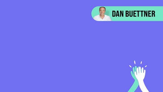 graphic of two hands high fiving. Dan Buettner title.