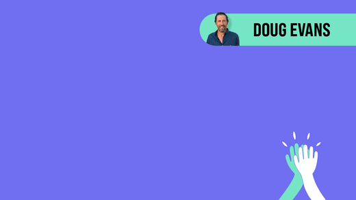 Graphic of two hands clapping with Doug Evens title