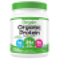 A white plastic container with a green lid and green label, featuring the words Organic Protein in bold letters and colorful circular icons. The label design suggests a health or supplement product.