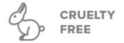 A simple line drawing of a rabbit facing right next to the words CRUELTY FREE in gray, indicating that the product is not tested on animals.