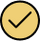 A black checkmark inside a solid yellow circle, set against a black background.