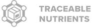 Logo featuring a hexagonal shape with a cube inside, representing a package, followed by the text TRACEABLE NUTRIENTS in uppercase letters. The design is in grayscale.