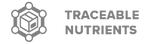 A logo featuring a stylized hexagon with a cube inside, surrounded by circles at each vertex. Next to it, the text reads TRACEABLE NUTRIENTS in bold, uppercase letters. Both the design and text are in grayscale.