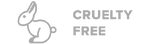 An outline of a rabbit facing right with the words CRUELTY FREE in bold capital letters to the right. The image represents a cruelty-free certification or label.