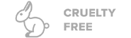 An outline of a rabbit facing right with the words CRUELTY FREE in bold capital letters to the right. The image represents a cruelty-free certification or label.