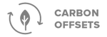 Logo with a leaf inside a circular arrow on the left and the words Carbon Offsets on the right, all in gray.