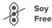 Black icon of a crossed-out soybean pod next to the text Soy Free, indicating that the product does not contain soy.