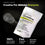A packet of COMPLEMENT® Strongevity Stack and a clear glass of water sit on a black background. Text highlights benefits: longevity, brain health, muscle growth, reproductive health, and fast dissolving by Complement.