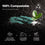A compostable package labeled Omega Complex partially buried in dark soil with a green plant sprouting beside it. Text highlights that its 100% compostable and explains its breakdown and nutrient return process.