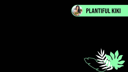 Black image with colorful plants and Plantiful Kiki title