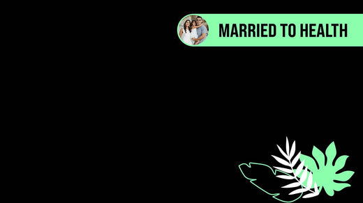 Black background with colorful flowers and Married to Health title