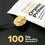 A black scoop filled with vanilla protein powder rests on a dark surface next to a bag labeled Complement Vanilla Organic Protein. Text reads 100 Day Money-Back Guarantee with a checkmark.