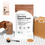 A hand holds a glass of chocolate protein shake next to a Complement Chocolate Organic Protein pouch, a spoonful of powder, and a box on a white, dotted surface. Nutritional info and serving size are shown.