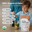 A person scoops chocolate organic protein powder into a blender jar with fruit. Text shows ingredient percentages: almond, chia seed, pumpkin seed, sunflower seed, and yellow pea. USDA Organic label visible.