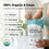 A person in workout attire holds a bag of Complement Unflavored Organic Protein on a kitchen counter, with text listing ingredients and a USDA Organic label visible.