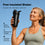 Smiling woman in athletic wear holds up a black insulated shaker. Text highlights its 750 mL capacity, stainless steel material, leak-proof guarantee, and notes its included with a subscription starter kit. Blue sky background.