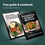 Two tablets display plant-based diet guides. The left shows a colorful bowl of vegetables and grains; the right shows avocado toast. Text above reads Free guide & cookbook. Included in your first order.
