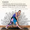 A yoga instructor assists a student in a downward dog pose against a wall with a mandala design, accompanied by a testimonial about improved health and control.