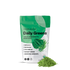 A white and green pouch labeled COMPLEMENT® Daily Greens by Complement features superfood greens—spinach, moringa, chlorella, barley grass, and broccoli sprouts—with leafy graphics and a USDA Organic seal highlighting immune support.