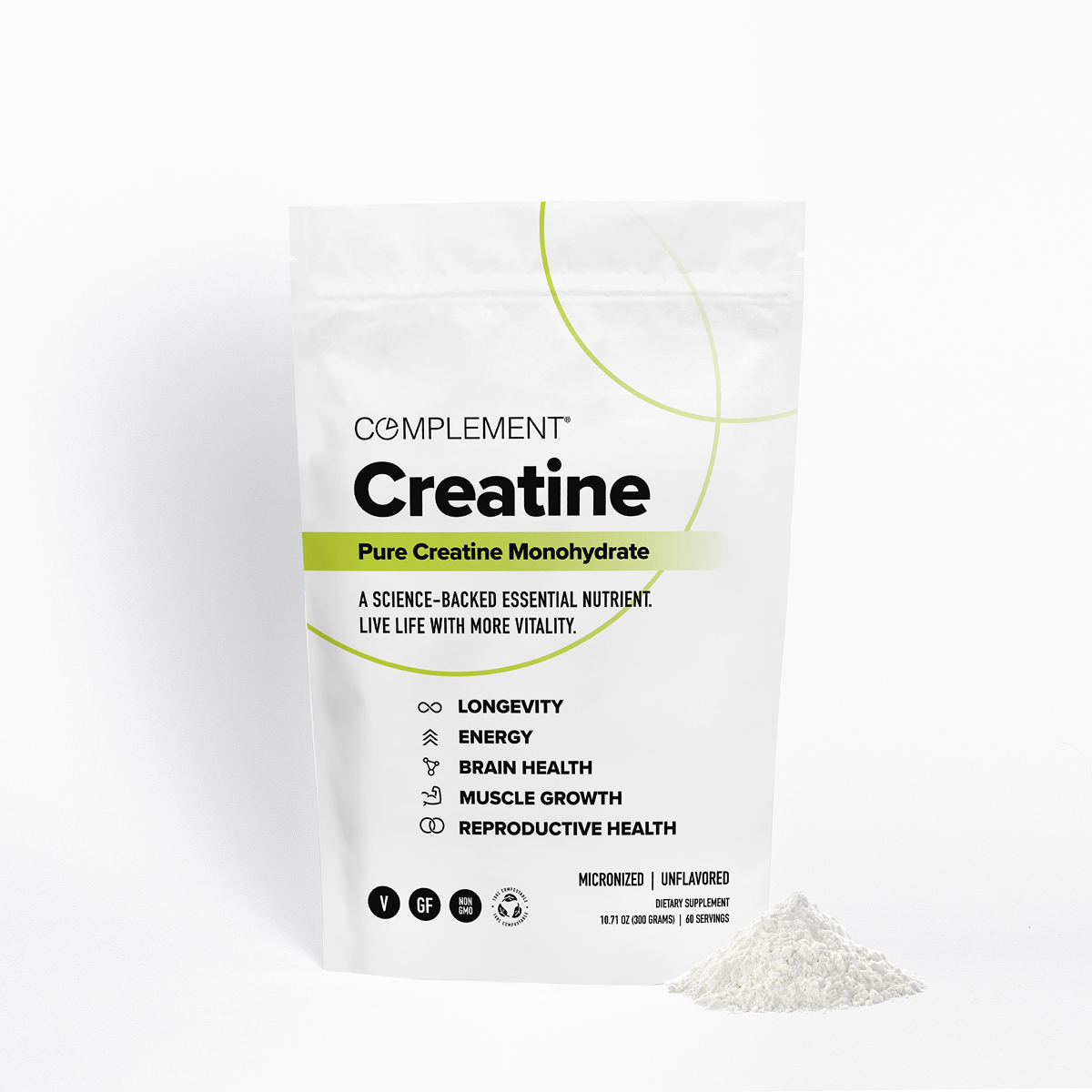 Creatine Complement Purest Creatine Monohydrate for Muscle Growth, Energy, and Longevity ...