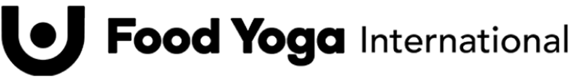 Logo with a bold U shape and the text Food Yoga International in black on a white background.