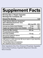 The image depicts a supplement facts label for ForHer Multinutrient by Complement, featuring vegan capsules with key nutrients: Folate (600 mcg DFE), Copper (0.70 mg), Inositol (110 mg), and Phosphatidylcholine (40 mg) per serving to support womens hormonal balance, alongside rice flour and silicon dioxide.