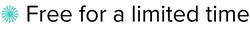 Text reading Free for a limited time in black font next to a teal asterisk-like starburst symbol on a light gray background.