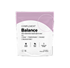 A packet labeled COMPLETE Balance with icons for gluten-free, vegan, and non-GMO. The packaging is white with a purple curve design in the top right corner.