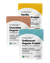 Three bags of Complement Organic Protein powder in Vanilla (yellow), Chocolate (brown), and Unflavored (blue). Each bag features product details and is certified organic. Bags are partially overlapping.