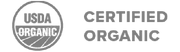 USDA Organic logo next to the words Certified Organic in bold gray text.