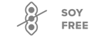 An icon of a crossed-out soy bean pod next to the words Soy Free in gray text.