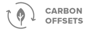 Logo with a leaf inside a circular arrow on the left and the words Carbon Offsets on the right, all in gray.