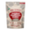 A blurred image of a stand-up pouch with a red and white label, possibly packaging for a food product. The text and brand are not clearly readable due to the blurriness.