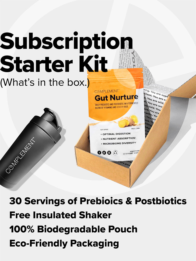 Subscriotion Starter Kit. 30 Servings of Prebiotics & Postbiotics, Free Insulated Shaker, Eco-Friendly Packaging