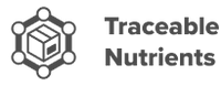 A logo with a hexagonal network surrounding a cube next to the text “Traceable Nutrients” in bold, black font.