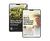Two digital tablet screens display e-book covers: one shows a salad with the title Where Do You Get Your Protein? and the other features a smiling woman jogging with the title How to Prevent Osteoporosis and Promote Bone Health.