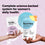 Two hands hold packets labeled Complement ForHer and Complement Essential against a purple background with a female gender symbol. Text above reads: Complete science-backed system for women’s daily health.