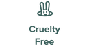 A simple line drawing of a bunny head above the words Cruelty Free on a plain background, indicating the product was not tested on animals.
