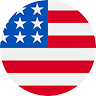 A circular icon featuring the design of the United States flag, with white stars on a blue field in the top left and red and white stripes filling the rest of the circle.