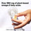 A hand holds two clear capsules above a white surface with a glass of water nearby. Text reads: Over 960 mg of plant-based omega-3 fatty acids. From algae and ahiflower seed.