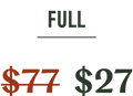 The word FULL is above a price reduced from $77, crossed out in red, to $27 in green.