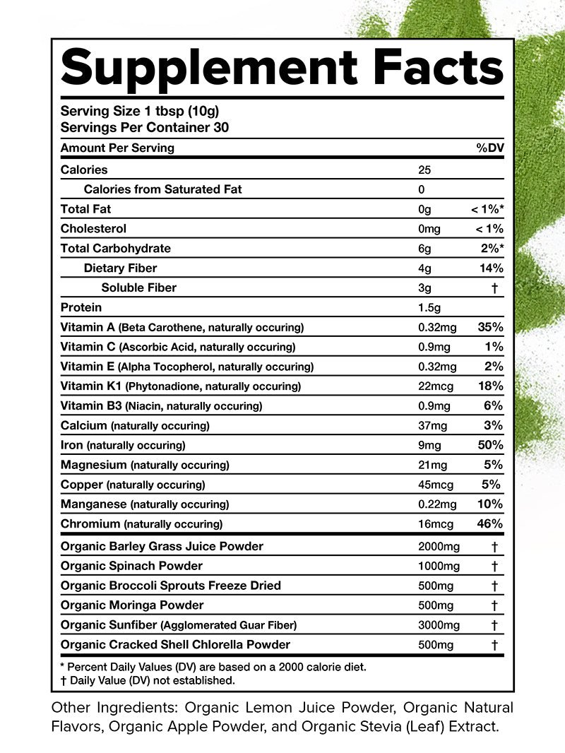 Image of Complement Daily Greens powder supplement facts